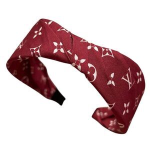 Designer Inspired Upcycled Monogram Red Headband
